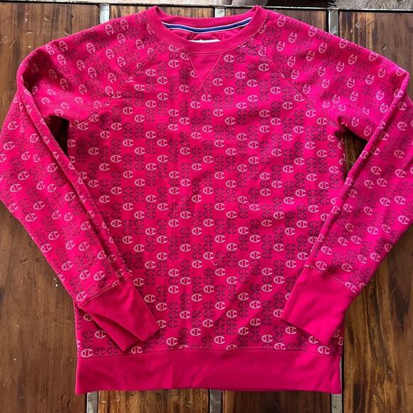 Champion Pink Sweatshirt with Black and White Logo | Size Medium - Picture 1 of 6